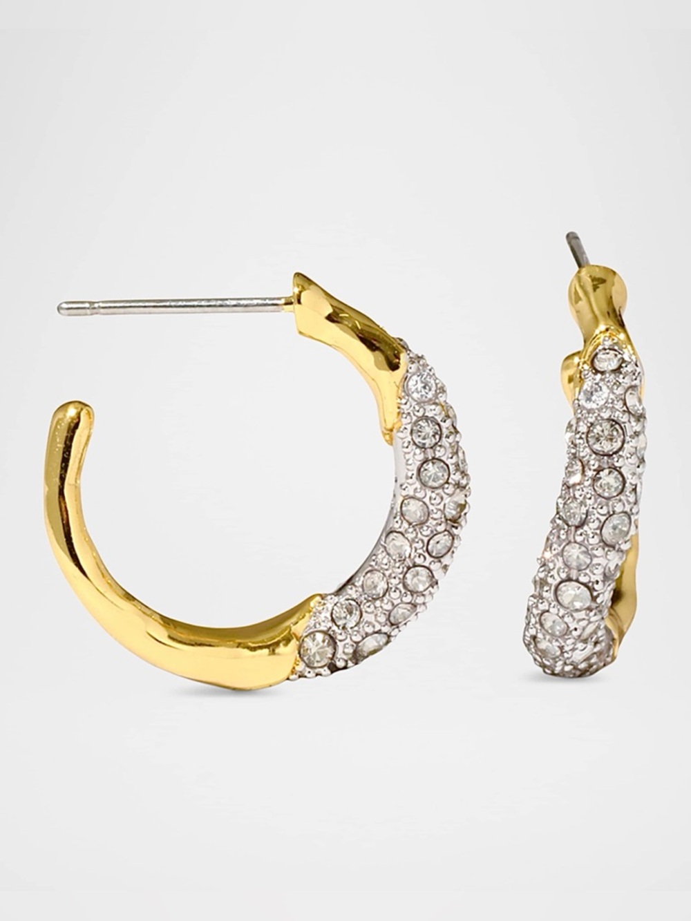 Alexis Bittar Solanales Gold Crystal Twist Mini Hoop Earrings